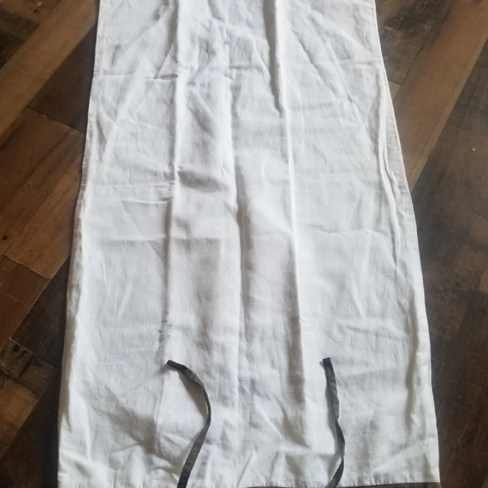 1 West Elm linen pillow sham white gray side ties King
